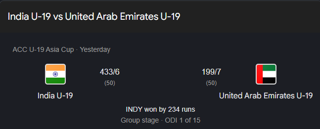 India U-19 vs United Arab Emirates U-19